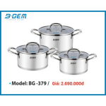 BỘ NỒI SUS304 6 MÓN NEW2024 ĐÁY 5 LỚP CAO CẤP KIỂM ĐỊNH TUV B-GEM BG-379