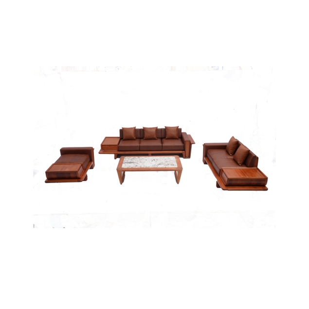 Bộ Sofa Gỗ Gõ Đỏ Kết Hợp Da Cao Cấp