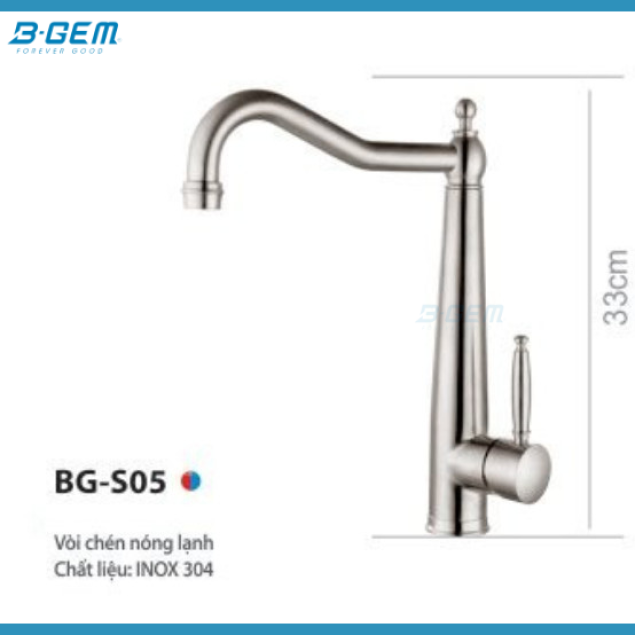 VÒI CHÉN SUS304 INOX MỜ DÁNG CỔ ĐIỂN B-GEM BG-S05